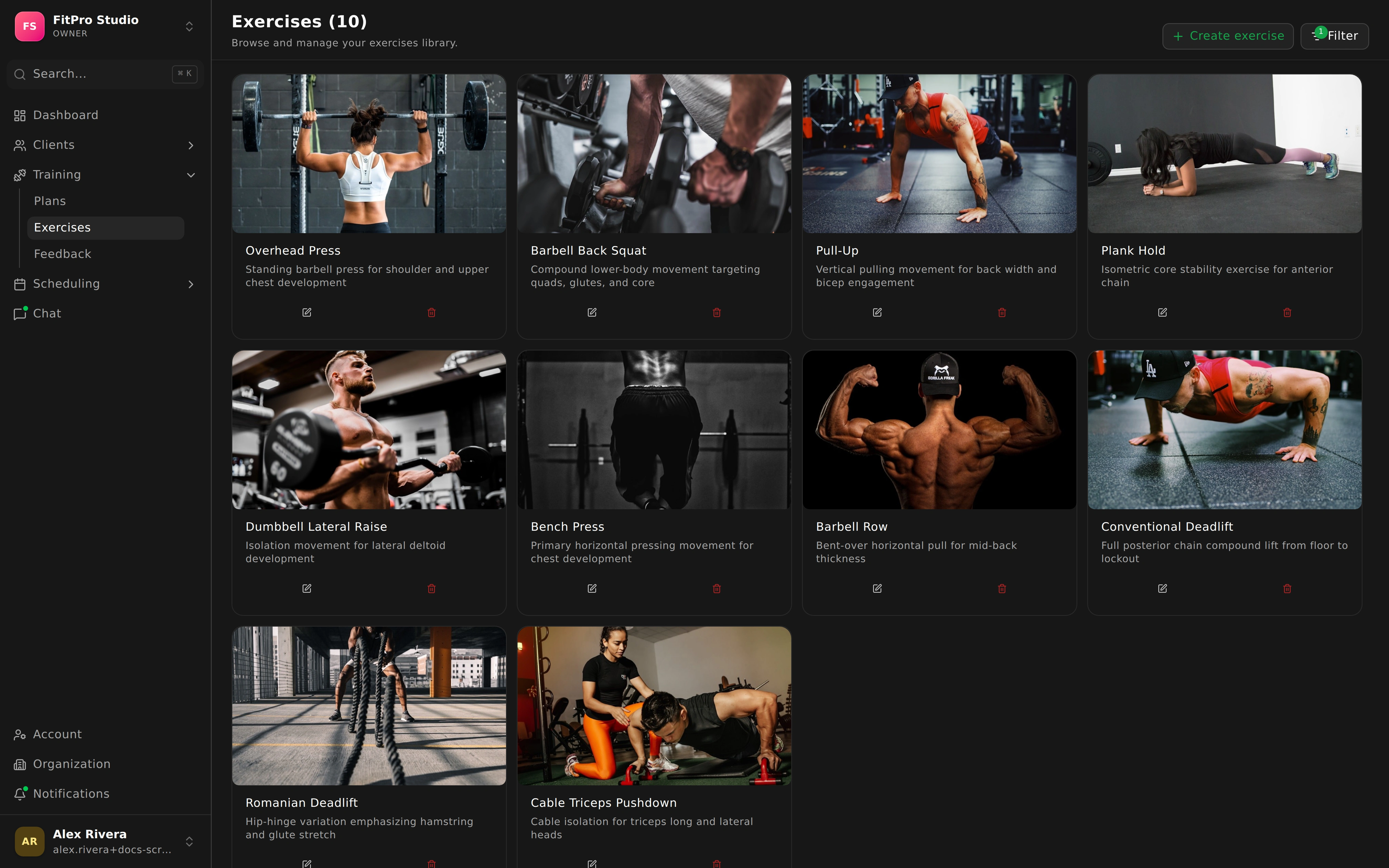 The exercise library